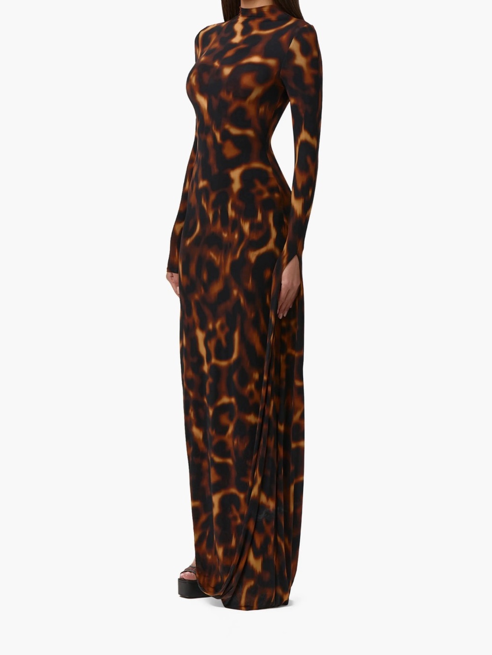 Naked Wardrobe Tortoiseshell Draped Long Sleeve Maxi Dress - Picture 6 of 7